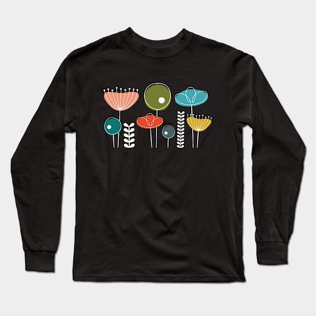 Mid Century Flowers Simple Long Sleeve T-Shirt by amyvanmeter